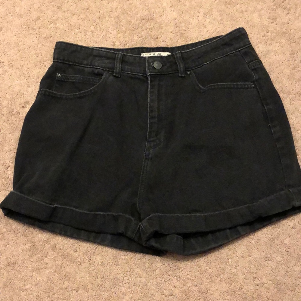 Black denim shorts